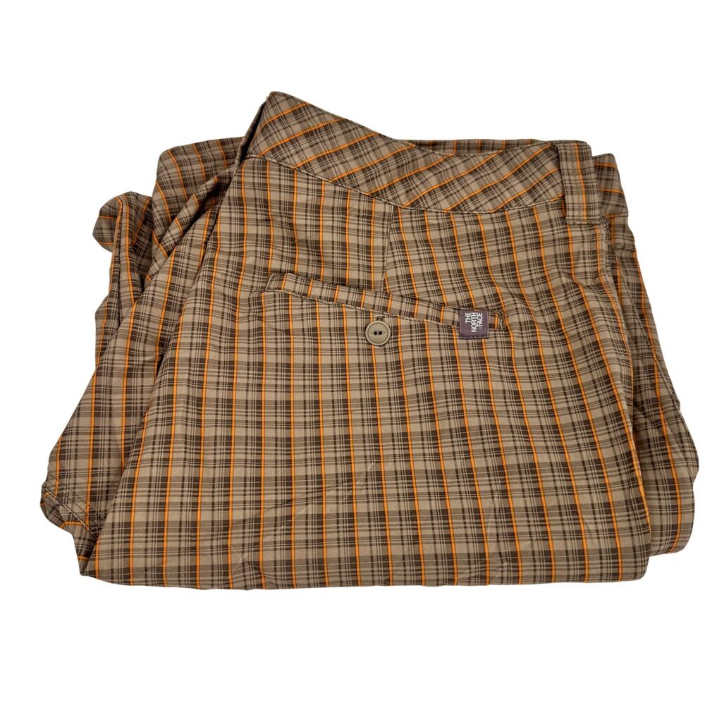 The North Face Shorts Mens 34 (35x9.5‎ ACTUAL) Brown Orange Plaid Gorpcore